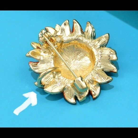 SUNFLOWER AND RHINESTONE BEE BROOCH - NECKLACE - Picture 3 of 3